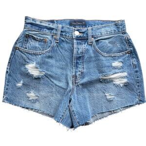 NEW Aeropostale 90's High Rise Cut-Off Denim Shorts Button Fly Distressed Size 6